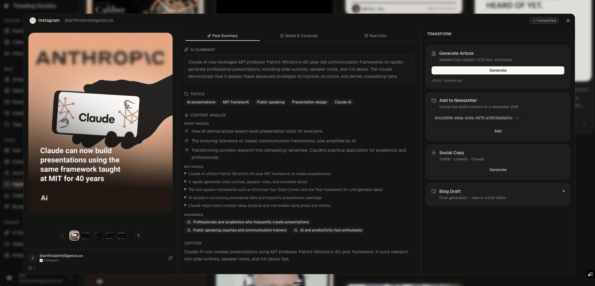 Social Intelligence Dashboard