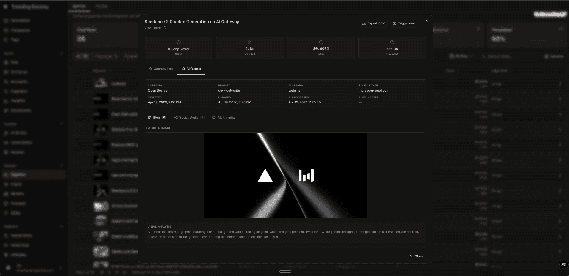 Pipeline Detail: AI Output Tab