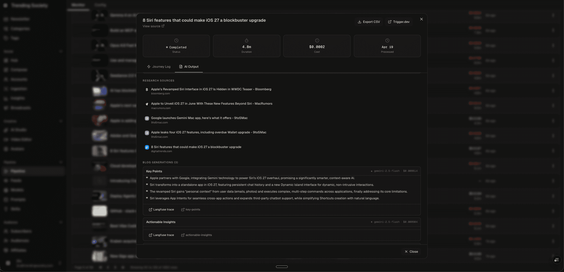 Research Sources & Langfuse Trace Links